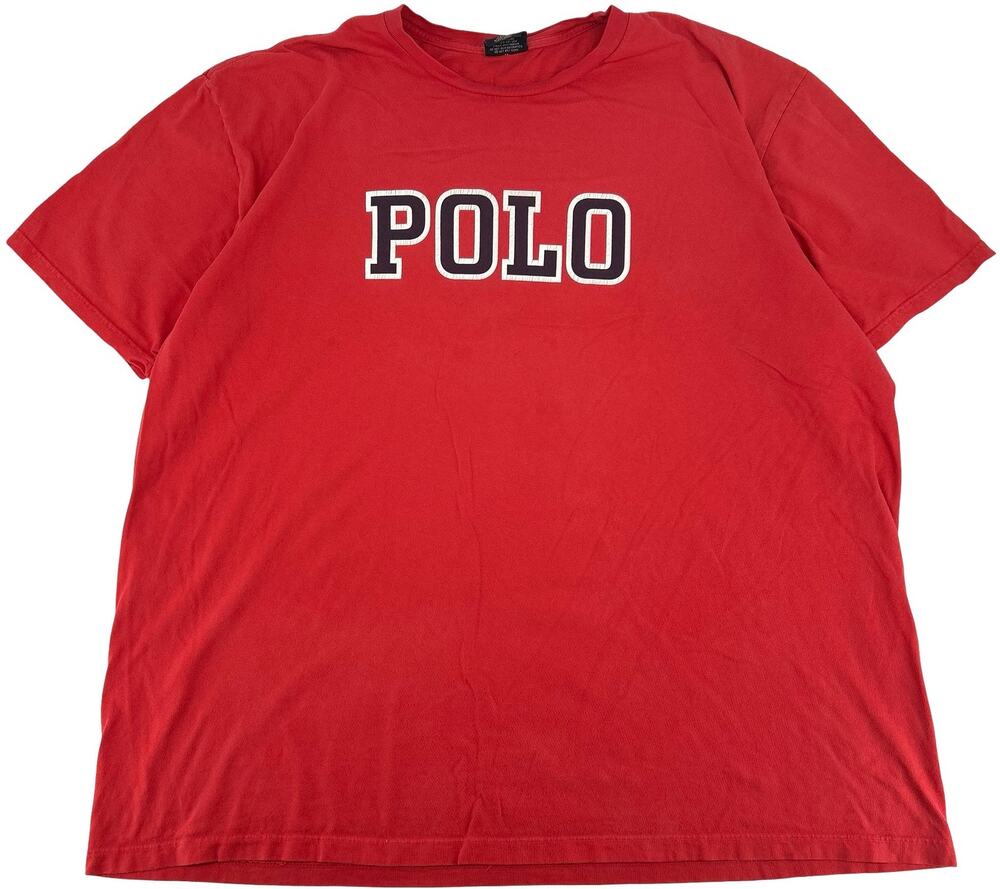 VTG 90s Men's Red Polo Ralph Lauren Spell Out 100% Cotton Graphic T Shirt 2XL